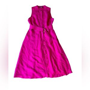 Karl Lagerfeld size 10 pink button down dress with belt never worn